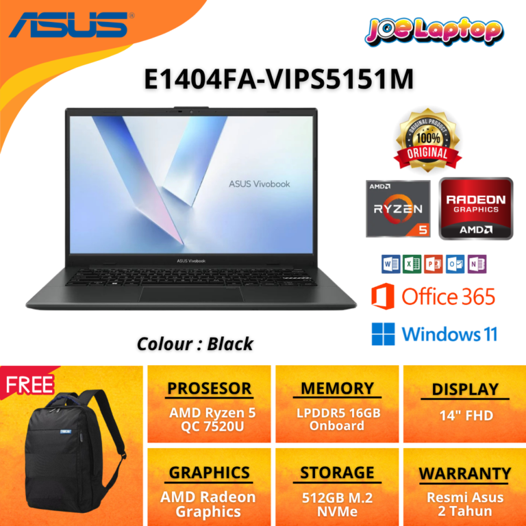 Asus Vivobook E1404FA-VIPS5151M Black Ryzen 5 7520U Win11 OHS