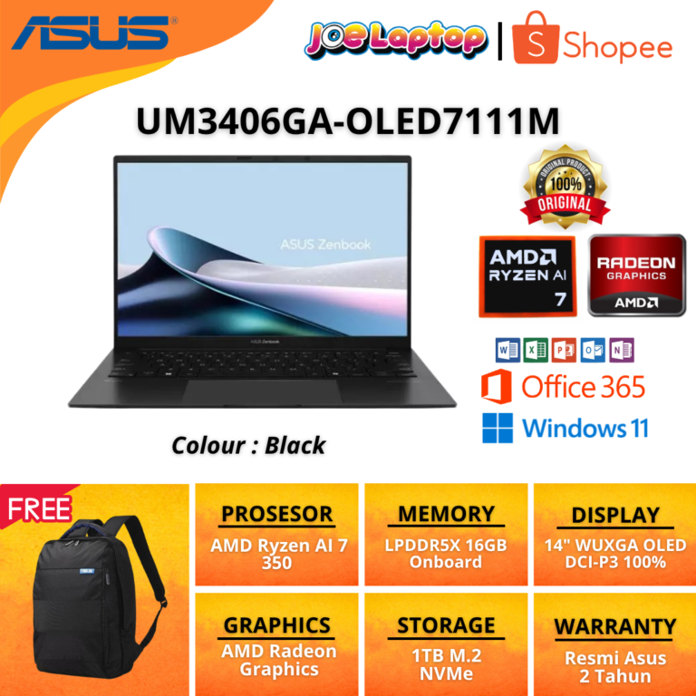 Asus Zenbook 14 UM3406GA-OLED7111M Black Ryzen AI 7 445 Win11 OHS