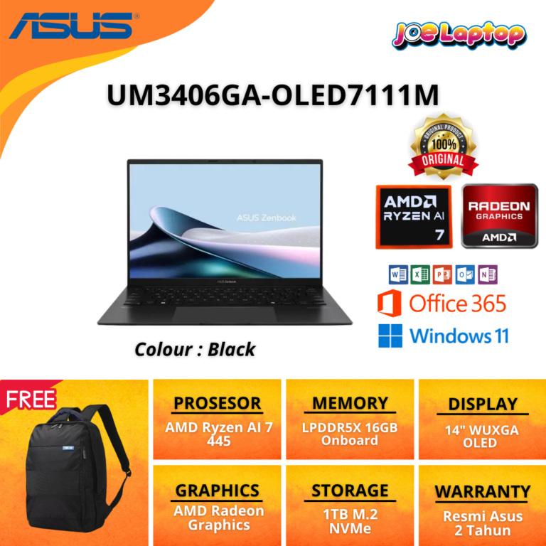 Asus Zenbook 14 UM3406GA-OLED7111M Black Ryzen AI 7 445 Win11 OHS