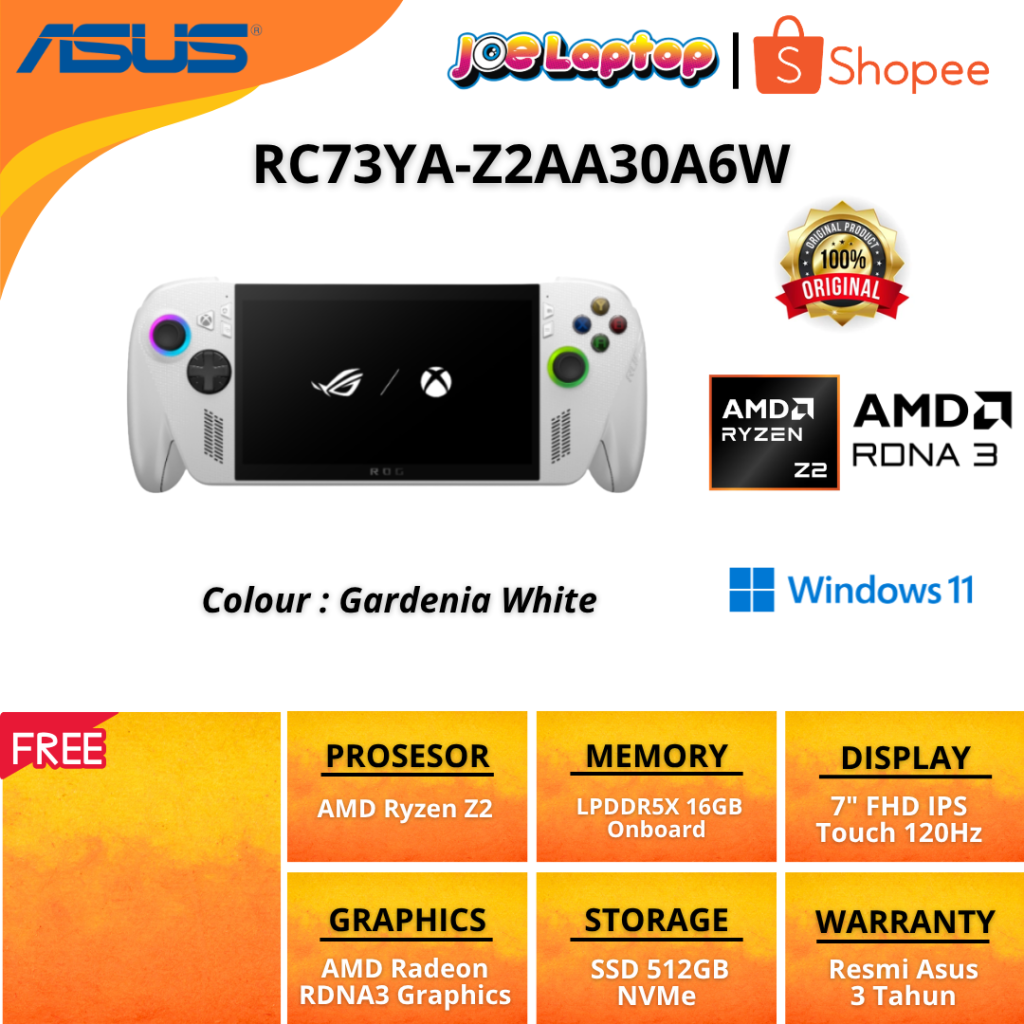 Asus Gaming ROG Xbox Ally X RC73YA-Z2AA30A6W Gardenia White Ryzen Z2 A Win11