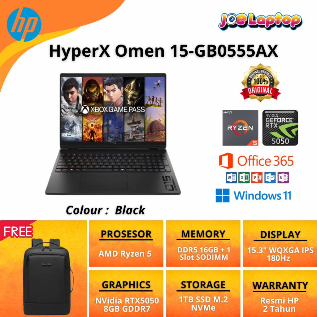 HP HyperX Omen 15-GB0555AX Black Ryzen 5 240