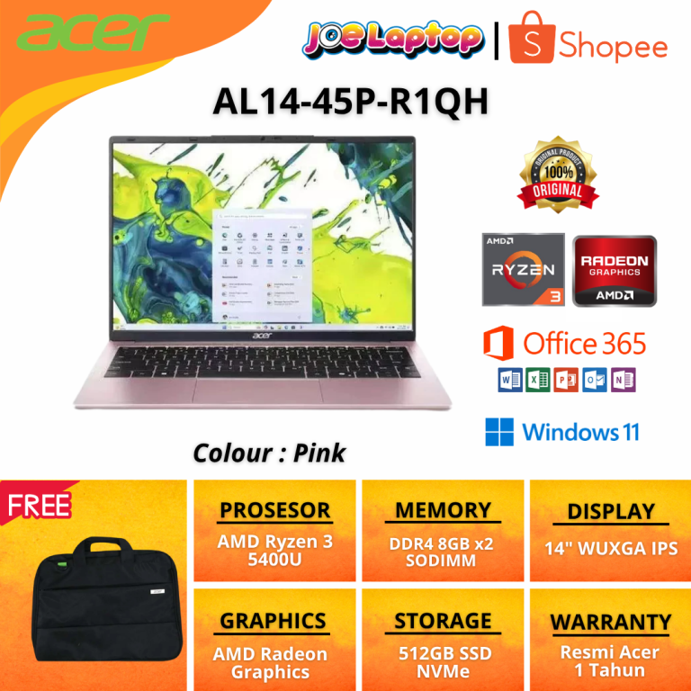 Acer Aspire Lite AL14-45P-R1QH Pink AMD Ryzen 3 5400U Win11 OHS