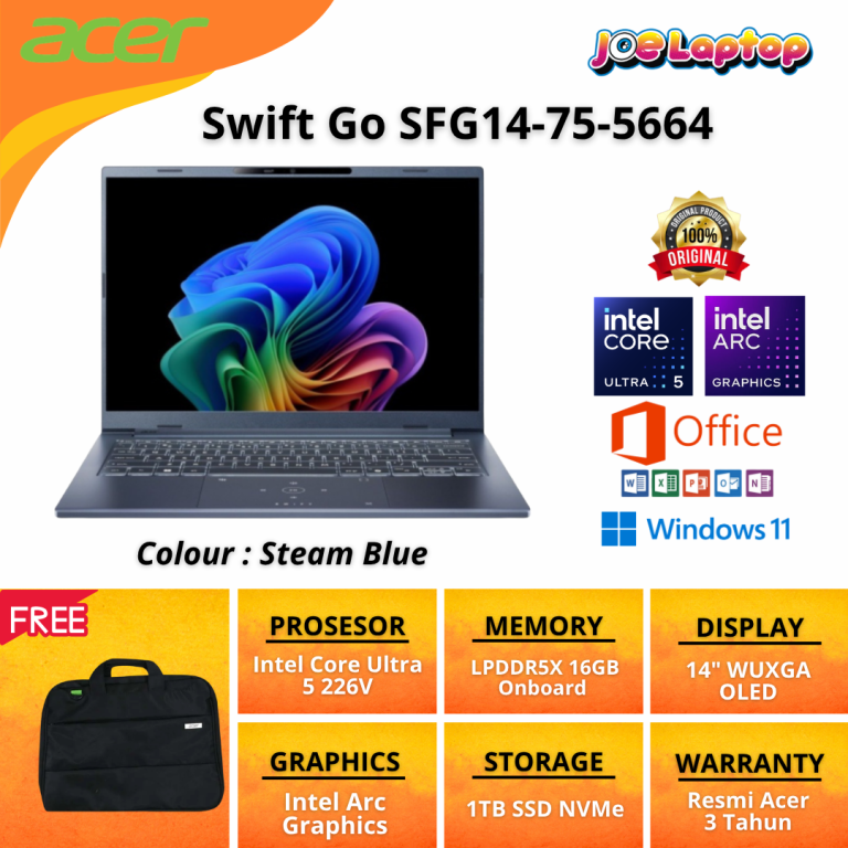 Acer Swift Go SFG14-75-754V Steam Blue Ultra 7 258V Win11 OHS