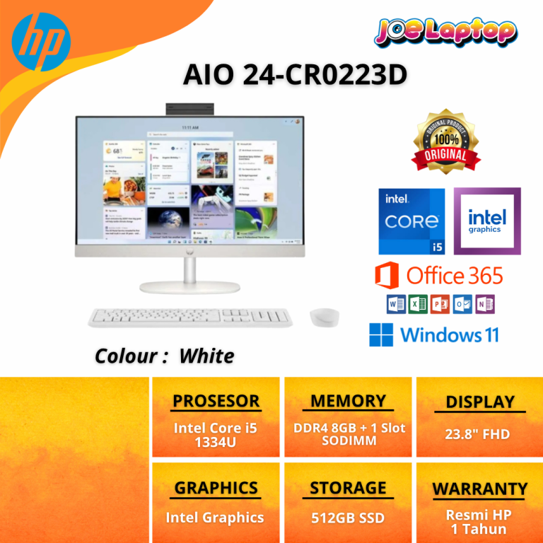 HP AIO 24-CR0223D White i5 1334U Win11 OHS