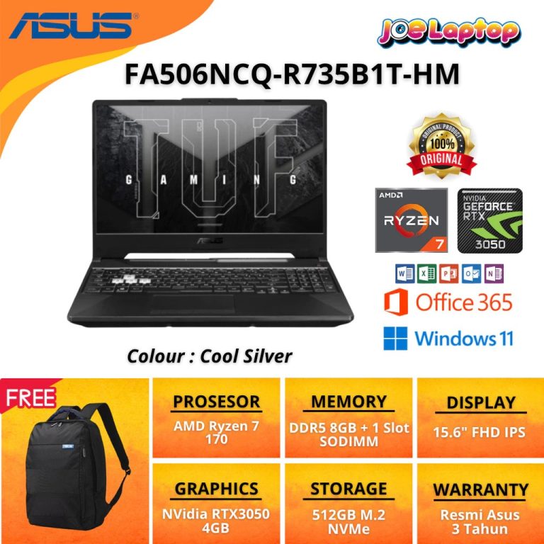 Asus TUF Gaming A15 FA506NCQ-R735B1T-HM AMD Ryzen 7 170 8GB SSD 512GB 15.6 FHD RTX3050 WIN11+OHS2024